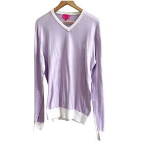 Vicomte Arthur Paris Pastel Colorblock Sweater Purple Size Medium Pima Cotton